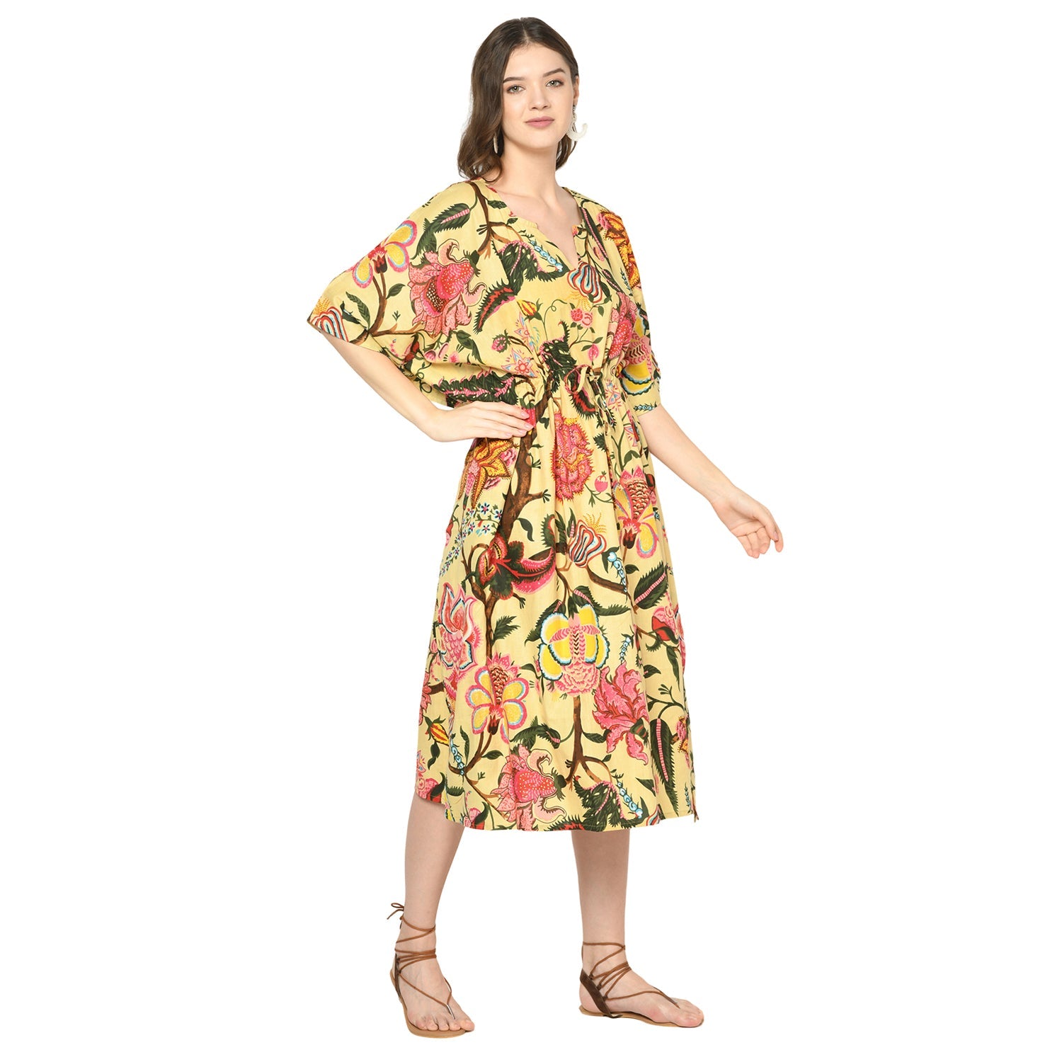 'Floral Fiesta' 100% Cotton Kaftan