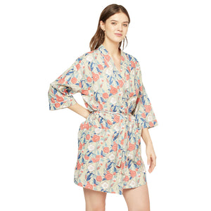'Blossom Symphony' 100% Cotton Kimono Robe