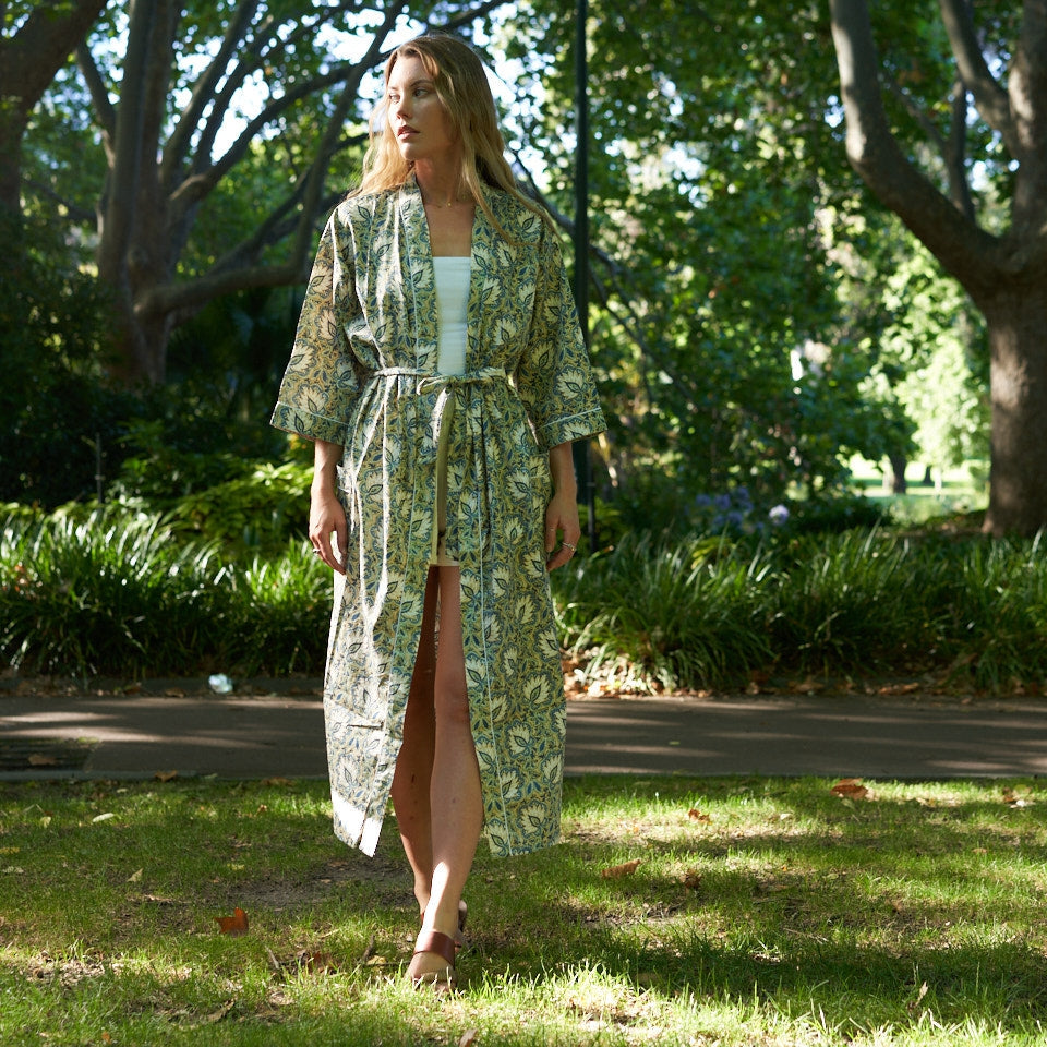 'Lush Lounge' 100% Cotton Kimono Robe
