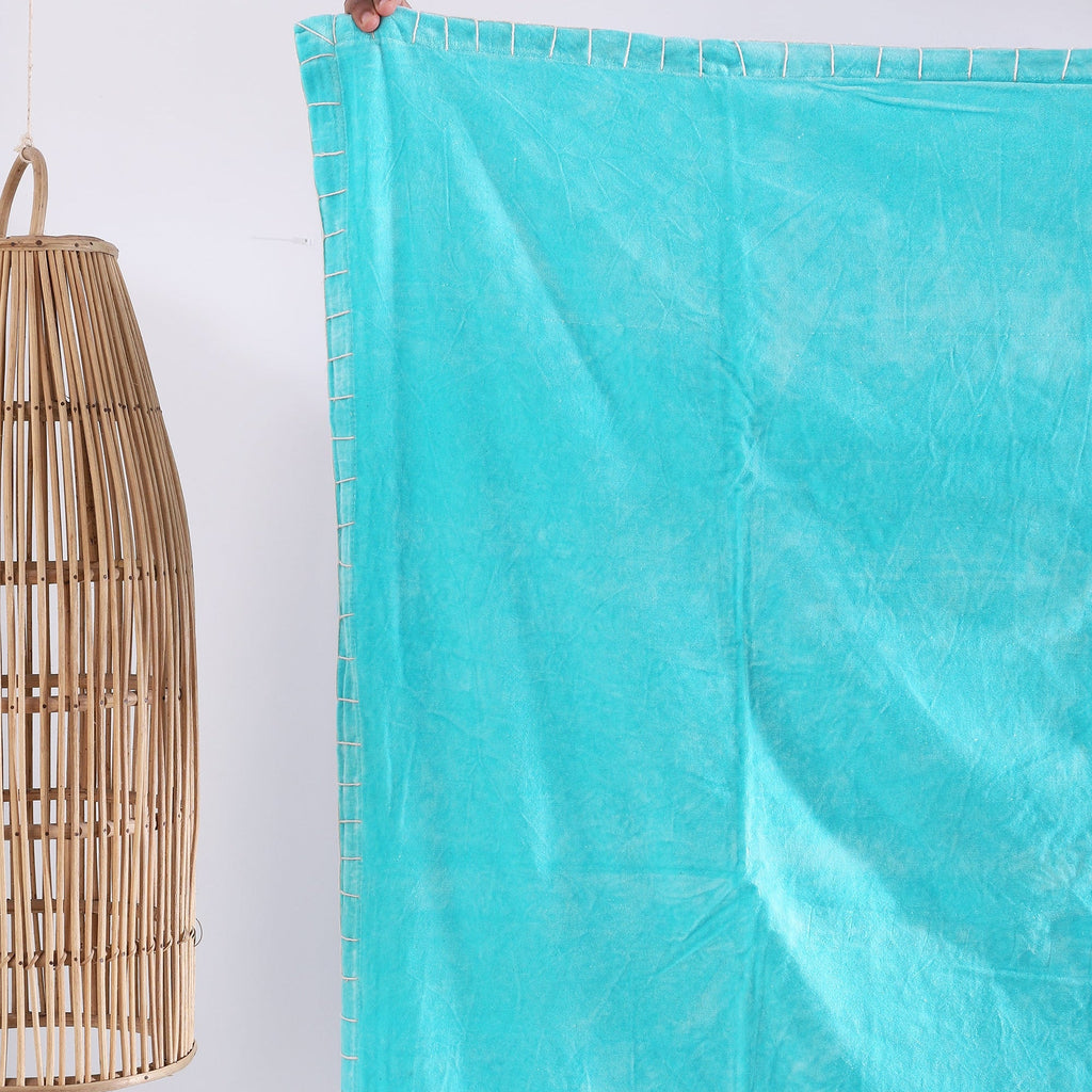 Luxury Cotton Throw Wool Rug Blanket - Boho Sky Blue