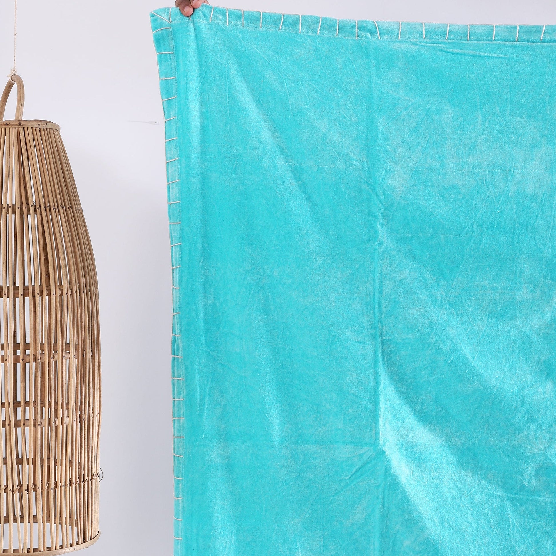 Luxury Cotton Throw Wool Rug Blanket - Boho Sky Blue