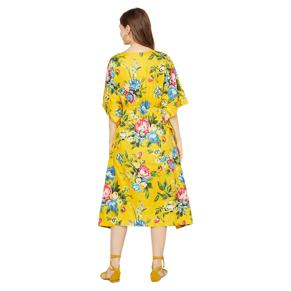 'Mustard Blooms' 100% Cotton Kaftan