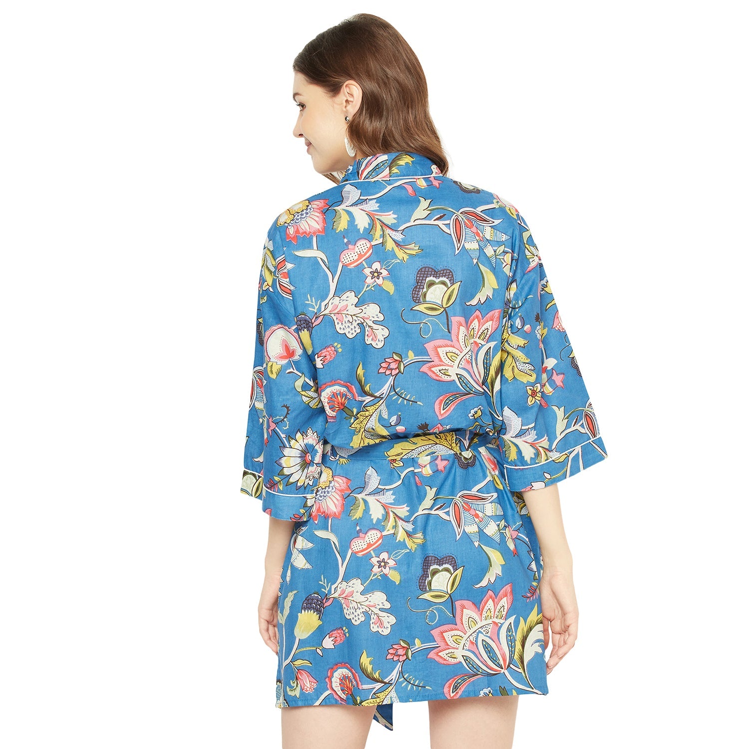 "Turkish Dreams" - Floral Kimono Bathrobe, Nightwear, Beach Cover-Up