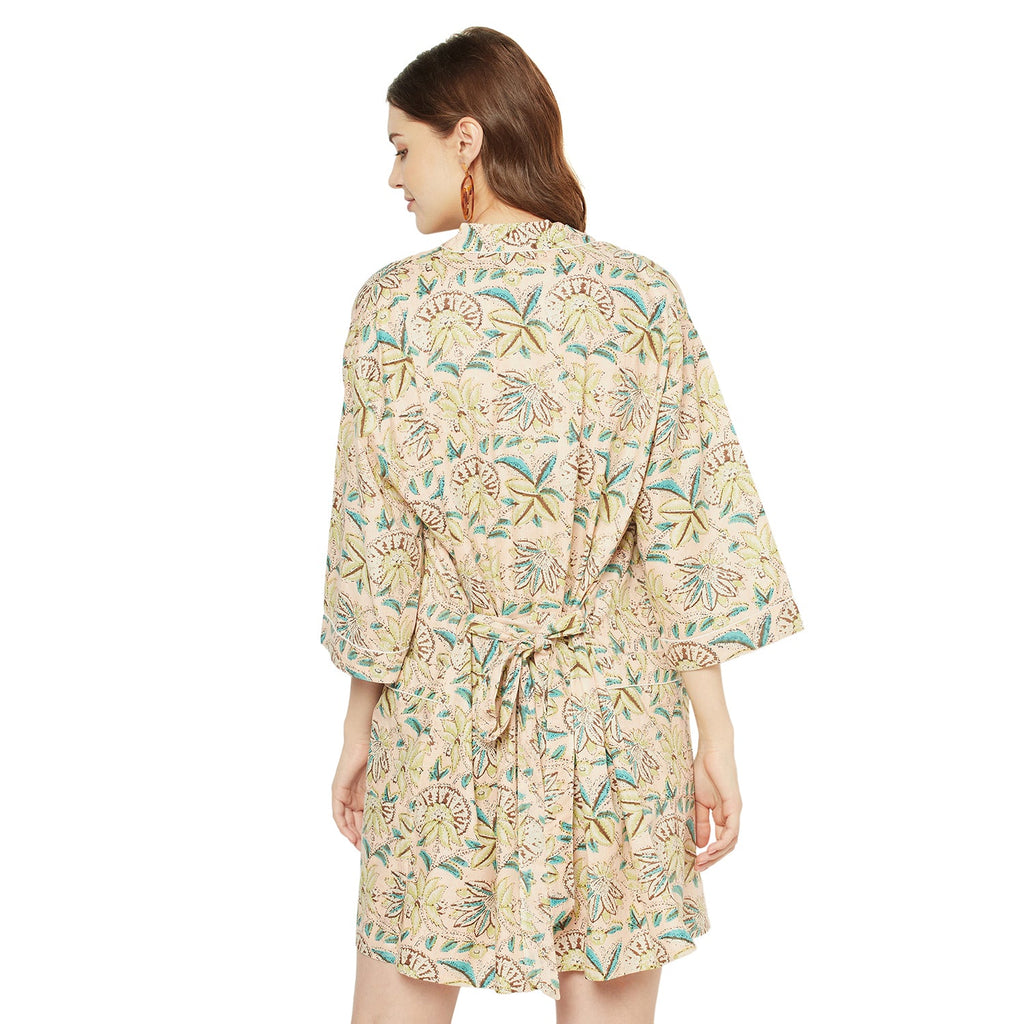 'Mystic Oasis' 100% Cotton Kimono Robe