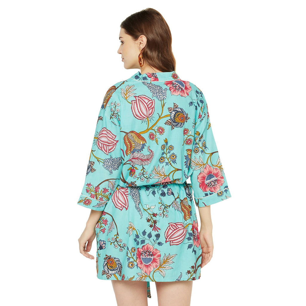 'Tropical Tranquility' 100% Cotton Kimono Robe