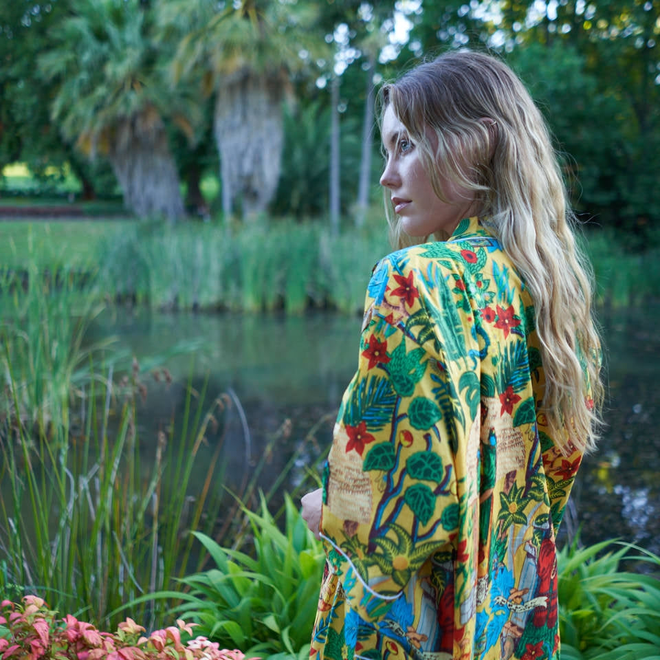 'Surrealist Soiree' 100% Cotton Kimono Robe