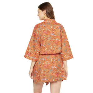 'Floral Tapestry' 100% Cotton Kimono Robe