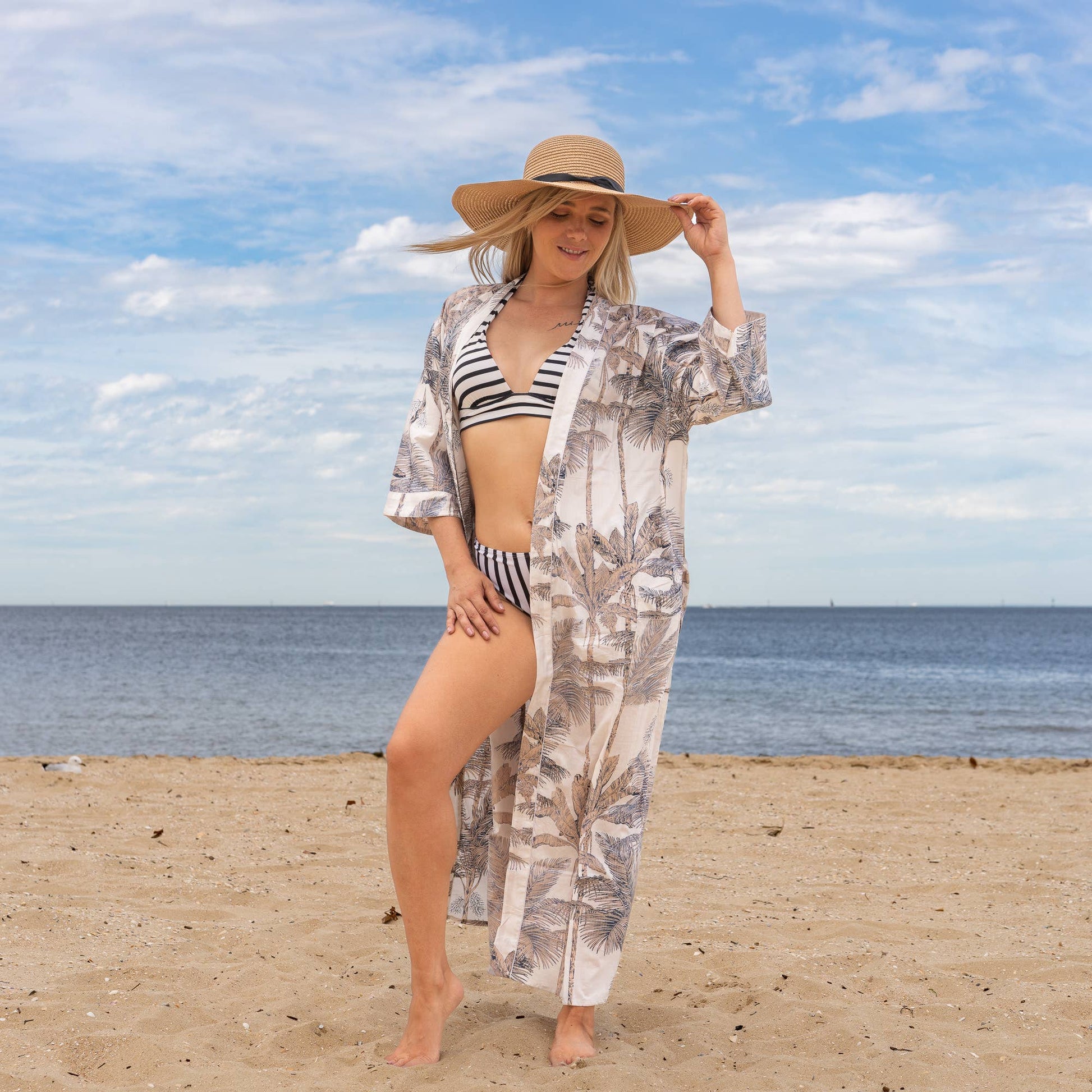 PALM ALLURE' Women's Cotton Kimono Robe