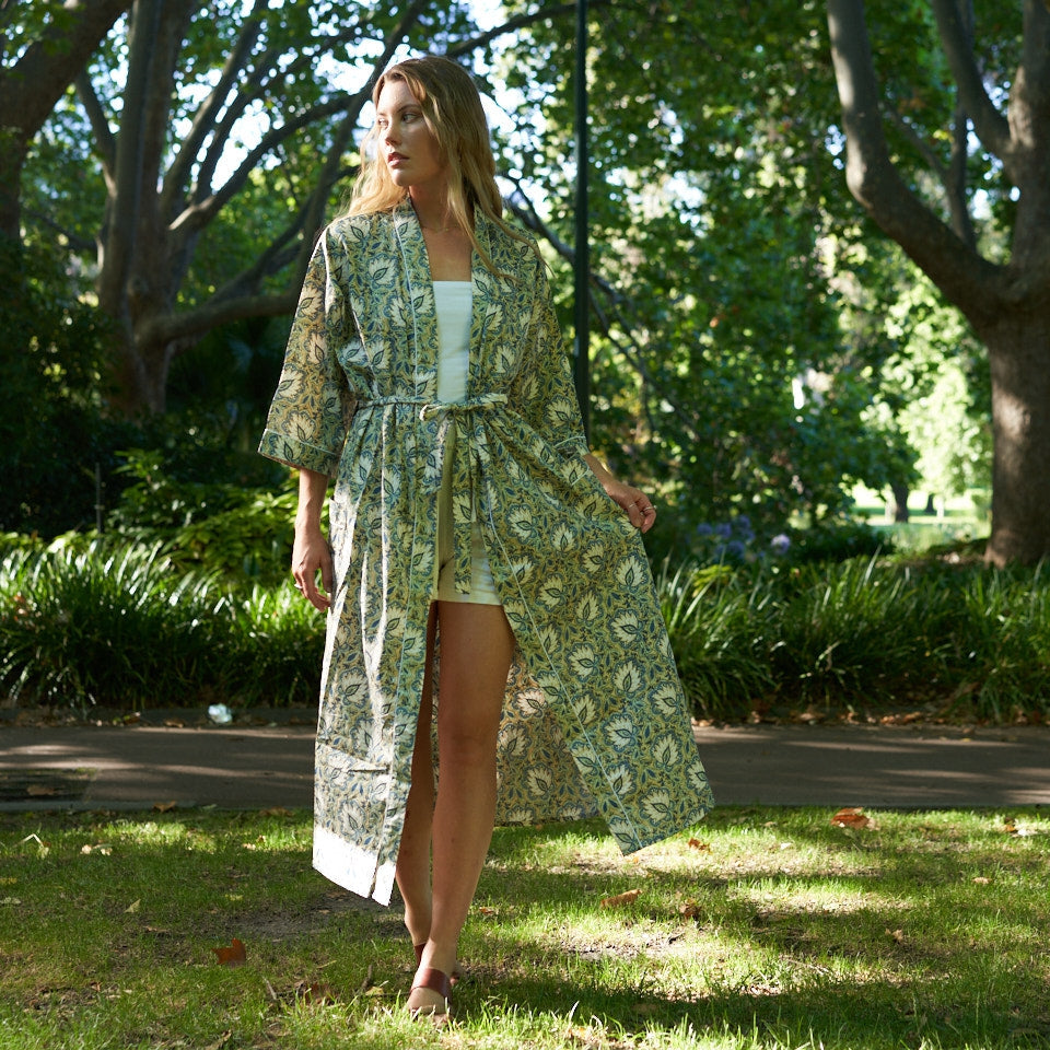 'Lush Lounge' 100% Cotton Kimono Robe