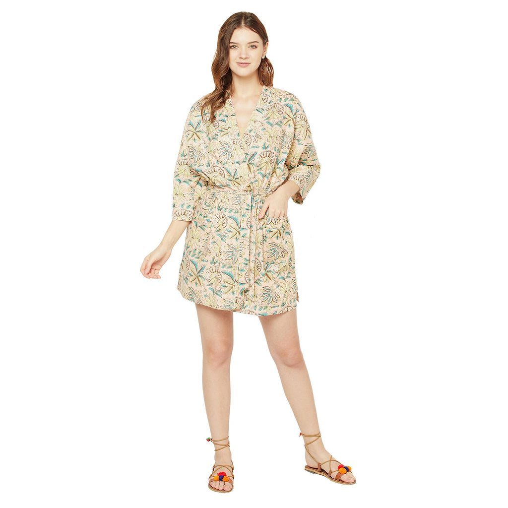 'Mystic Oasis' 100% Cotton Kimono Robe