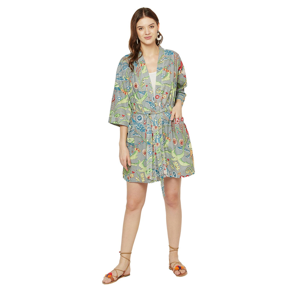 'Wings of Wonder' 100% Cotton Kimono Robe