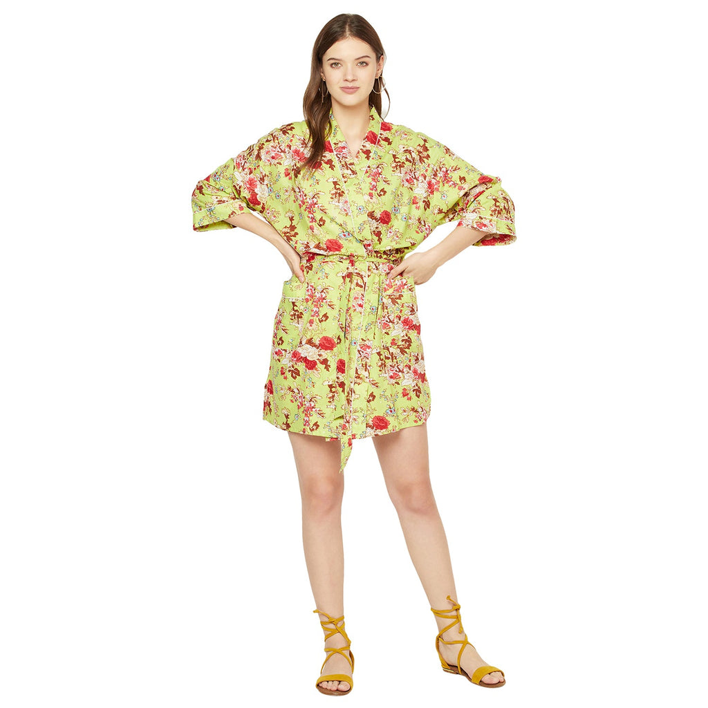 'Botanic Bouquet' 100% Cotton Kimono Robe
