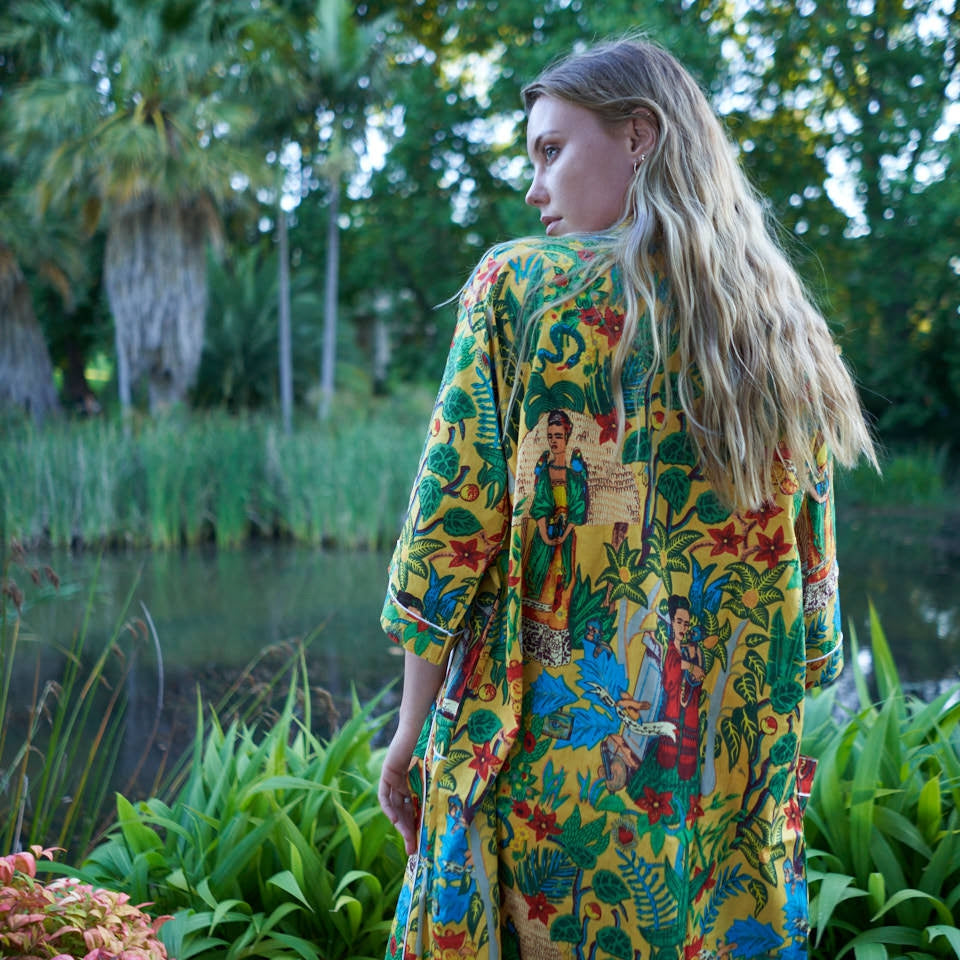 'Surrealist Soiree' 100% Cotton Kimono Robe