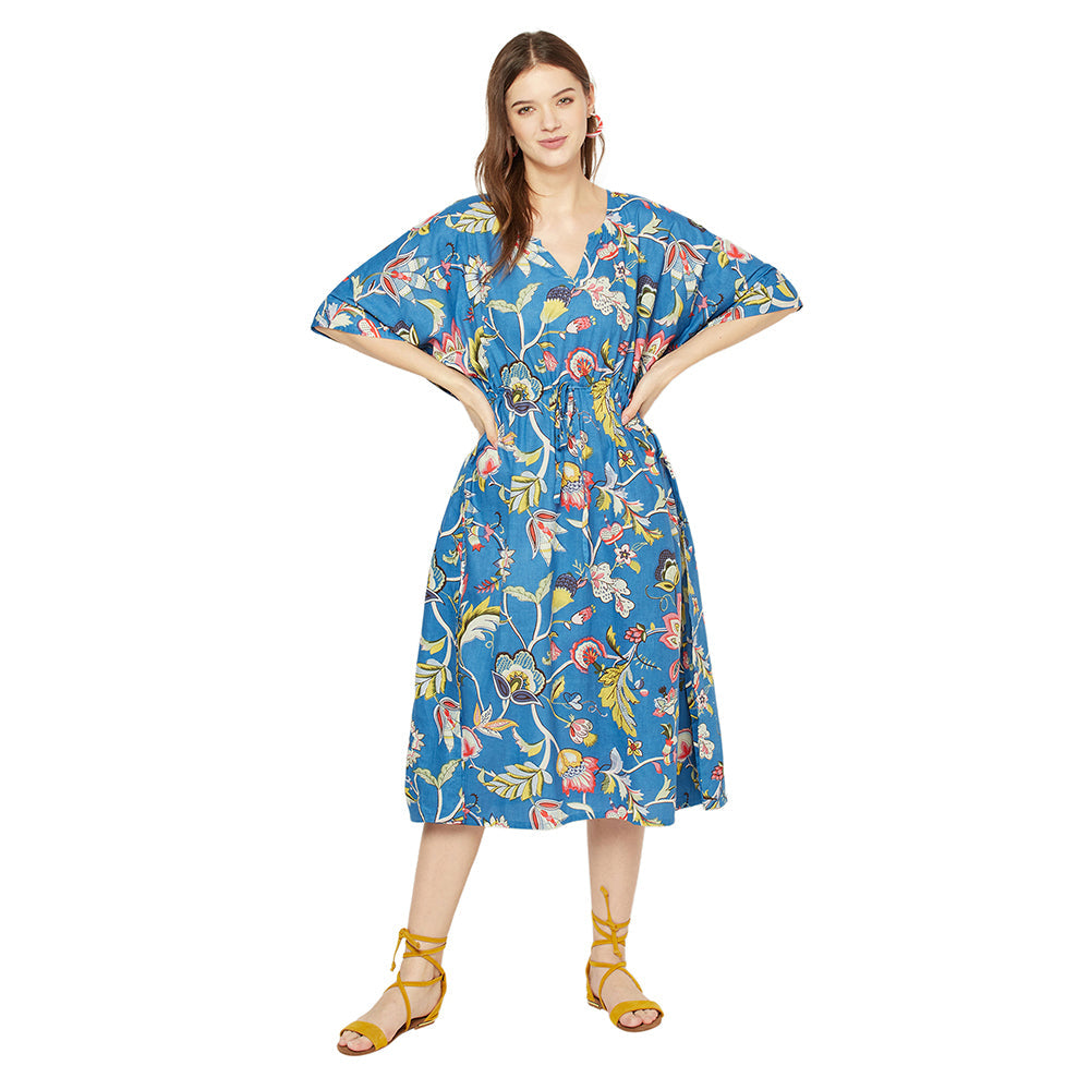 'Cerulean Charm' 100% Cotton Kaftan