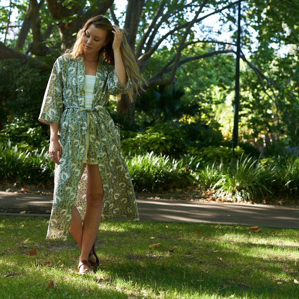 'Lush Lounge' 100% Cotton Kimono Robe