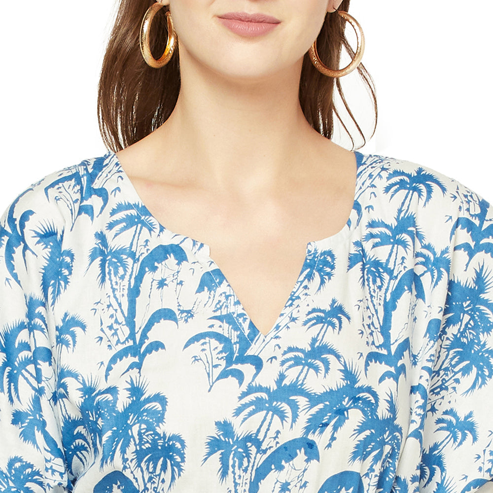 'Azure Breeze' 100% Cotton Kaftan