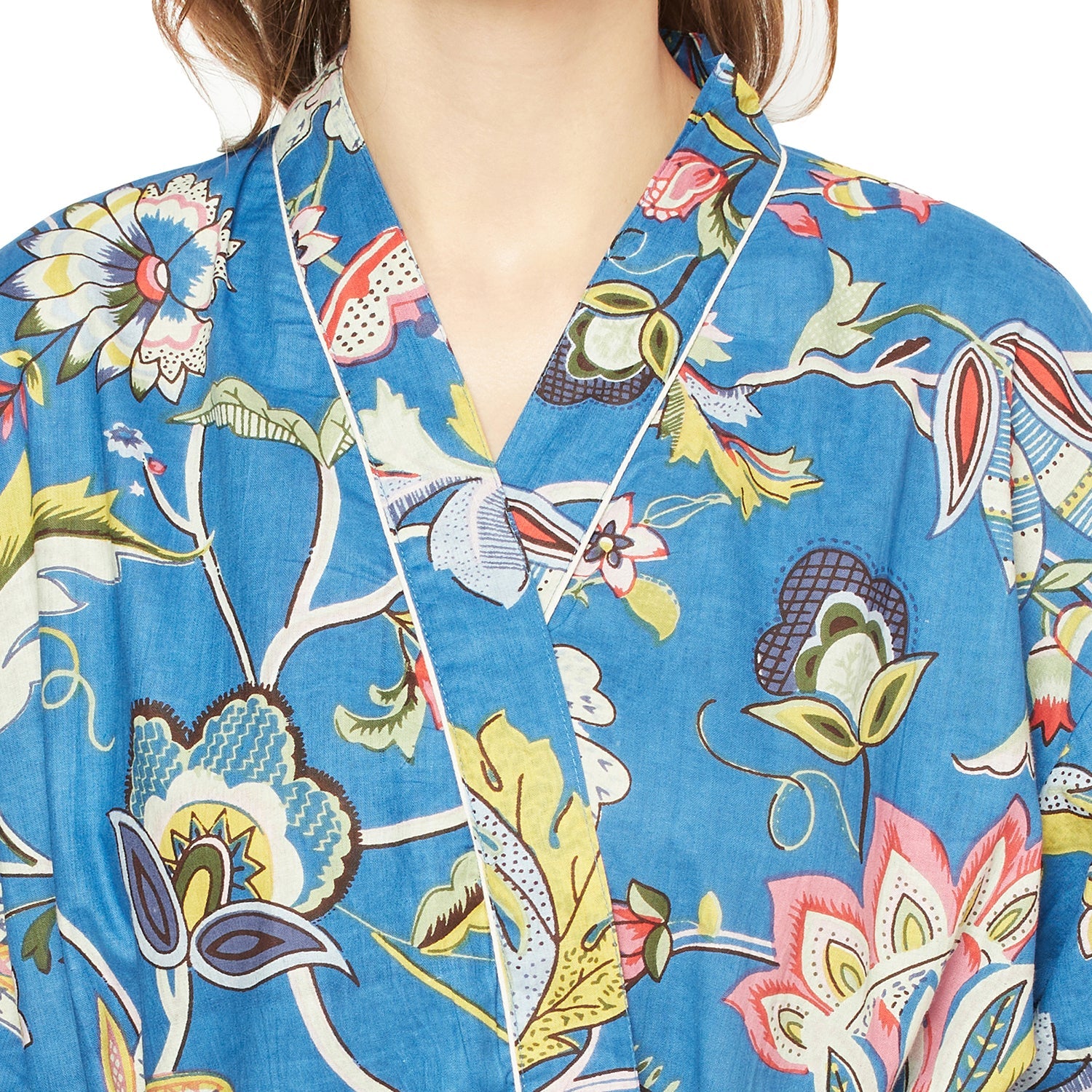 "Turkish Dreams" - Floral Kimono Bathrobe, Nightwear, Beach Cover-Up