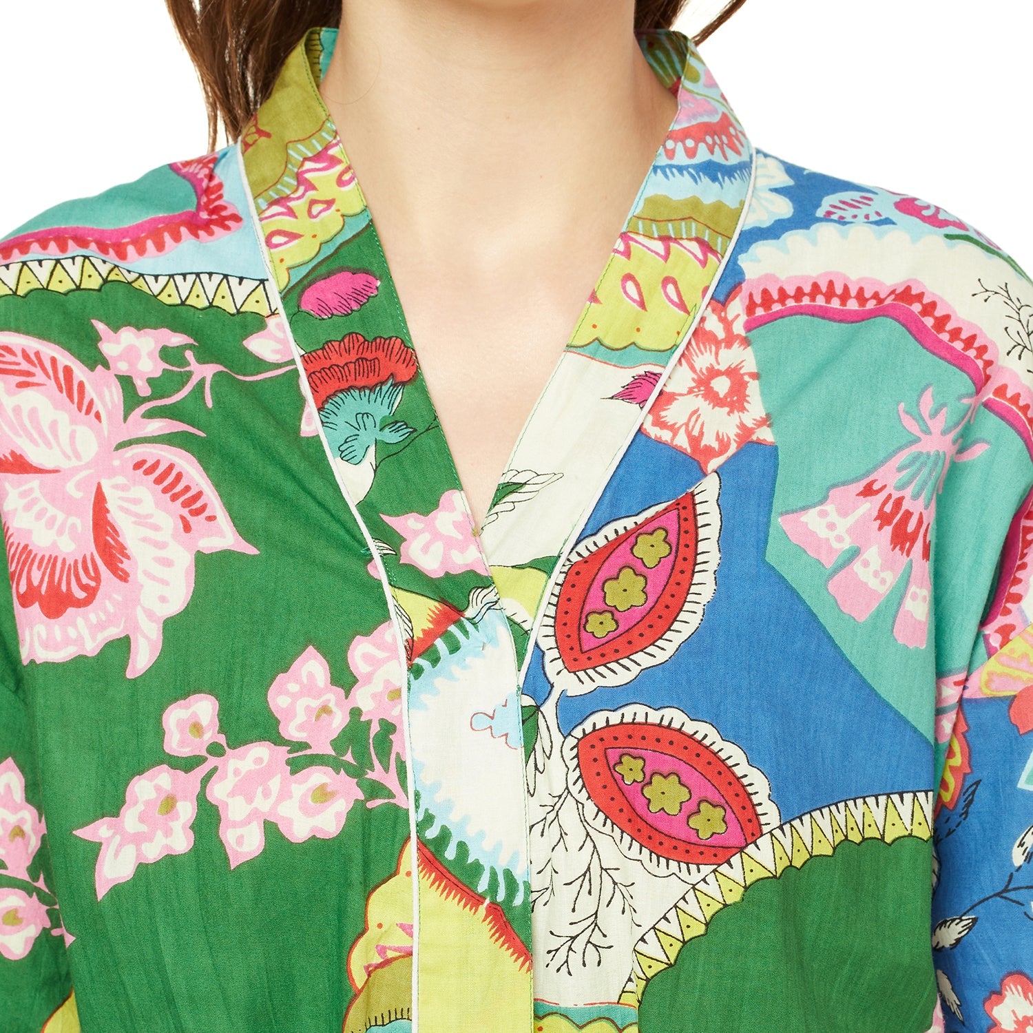 'Nature's Nirvana' 100% Cotton Kimono Robe