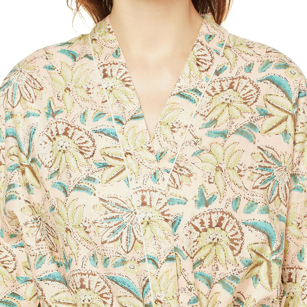 'Mystic Oasis' 100% Cotton Kimono Robe