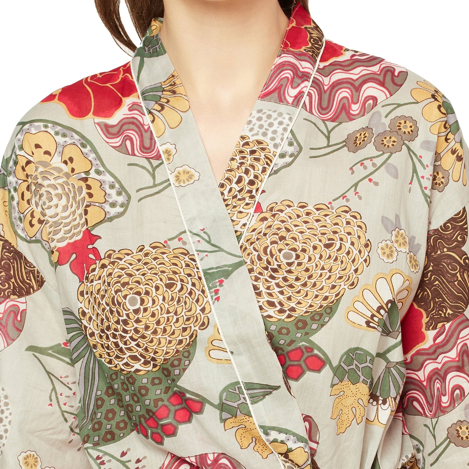 'Botanical Blooms' 100% Cotton Kimono Robe