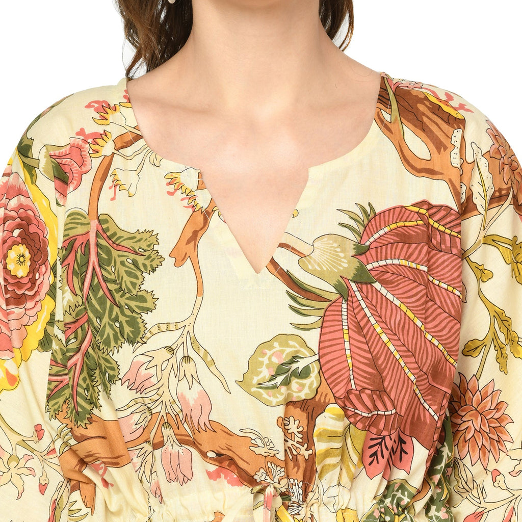 'Garden Gala' 100% Cotton Kaftan