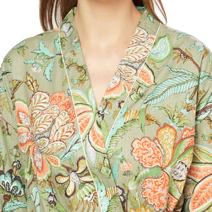 'Gardenia Whimsy' 100% Cotton Kimono Robe