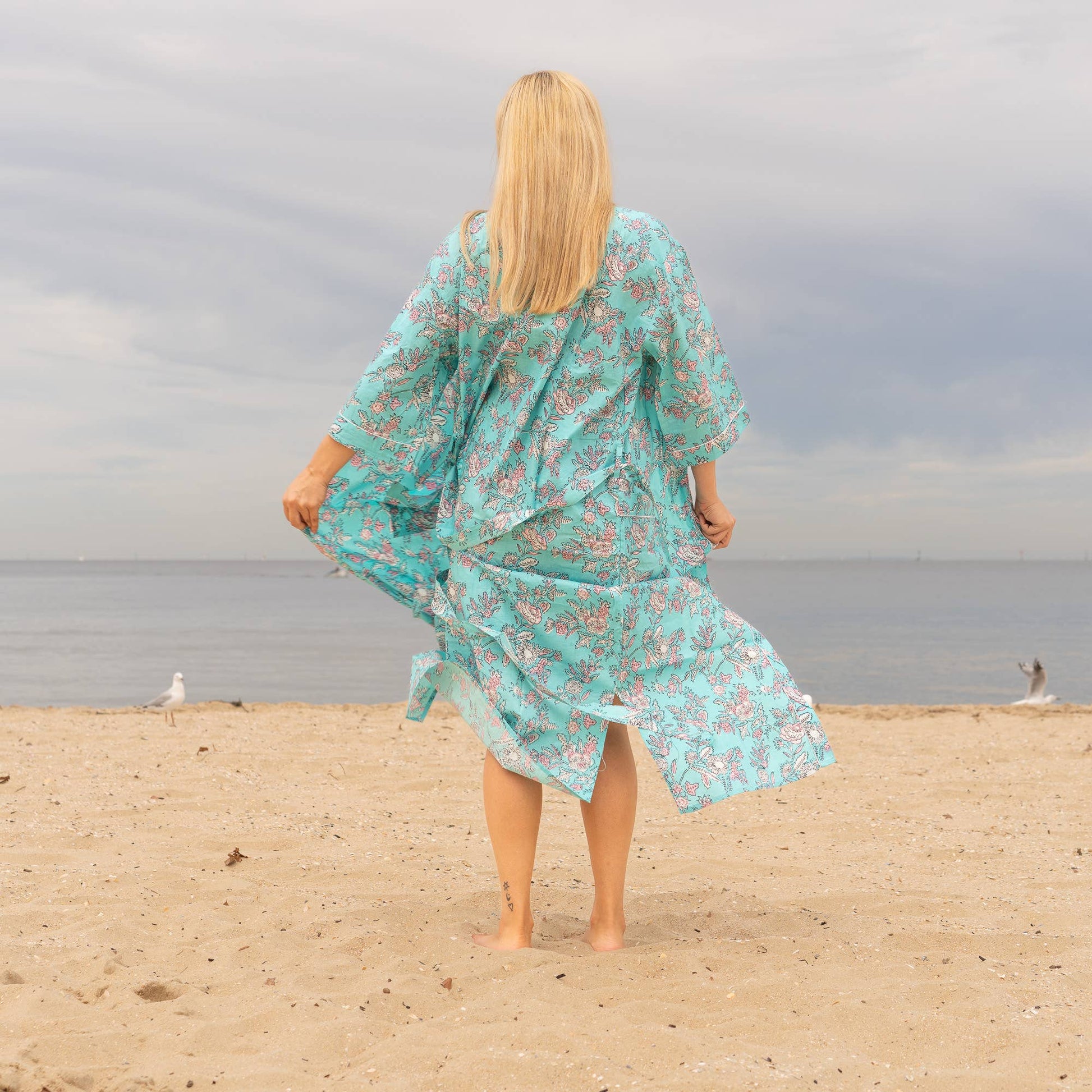 FRIDA BLUES' Women's Cotton Kimono Robe