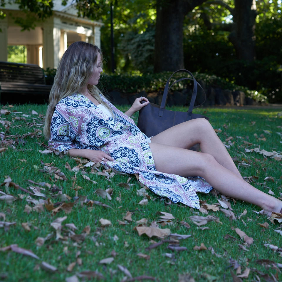 'Tranquil Oasis' 100% Cotton Kimono Robe