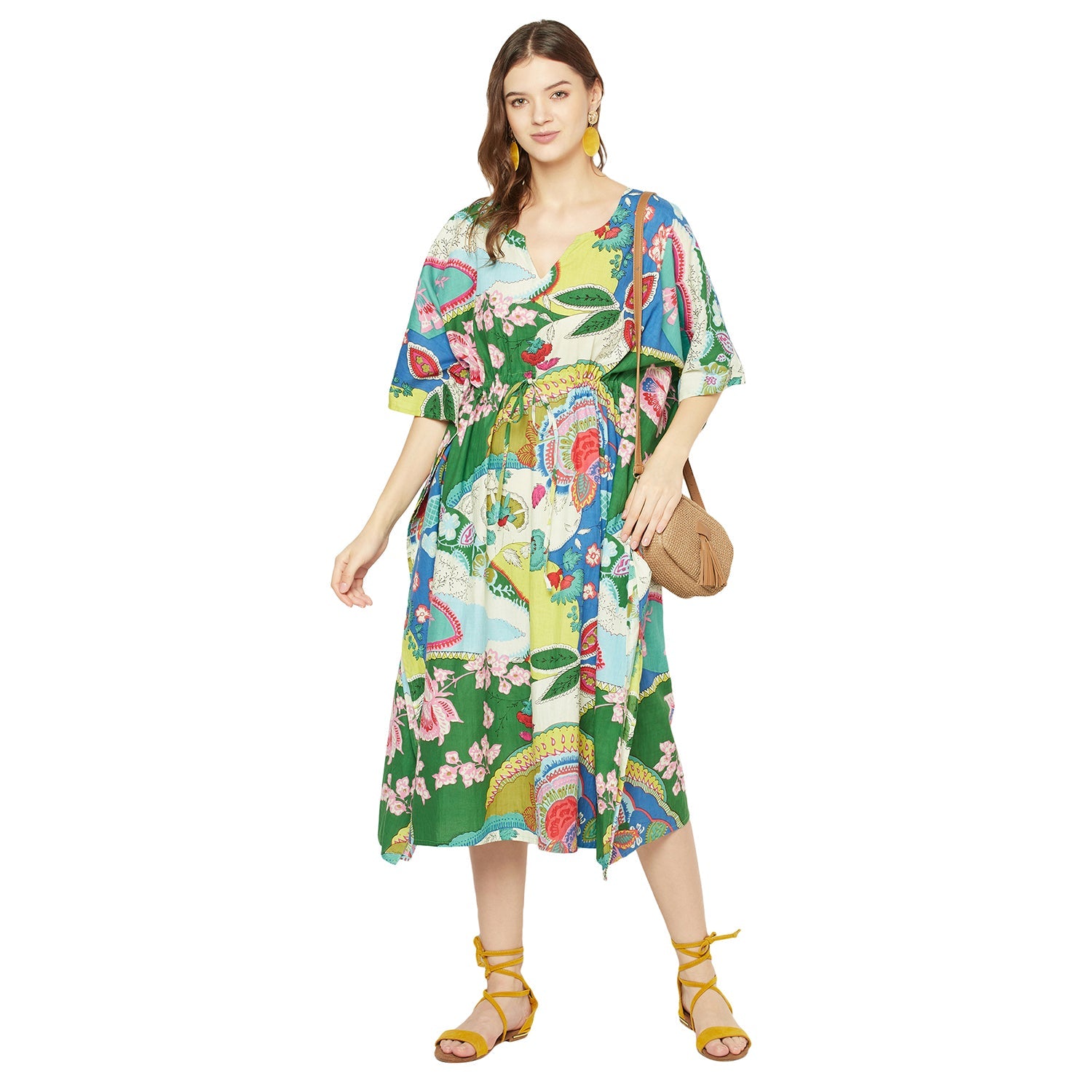 'Floral Mosaic' 100% Cotton Kaftan