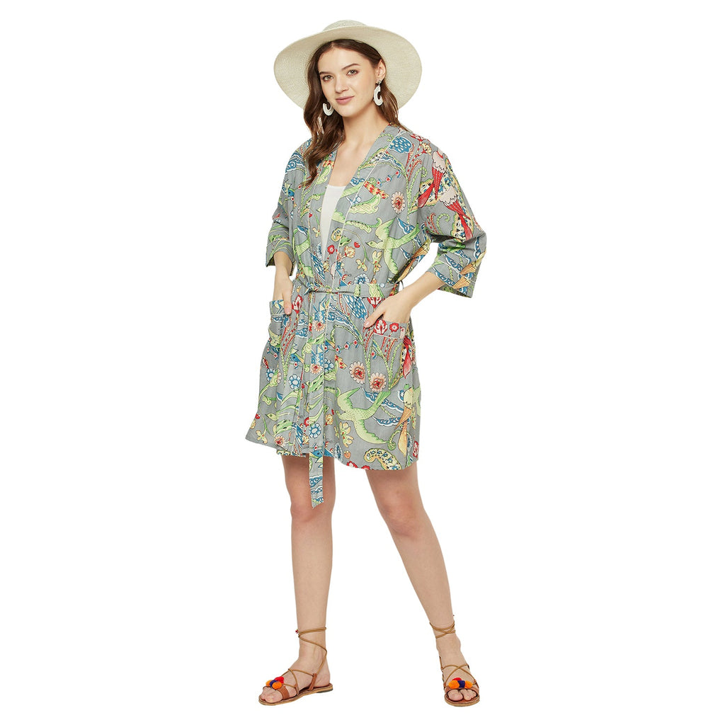 'Wings of Wonder' 100% Cotton Kimono Robe