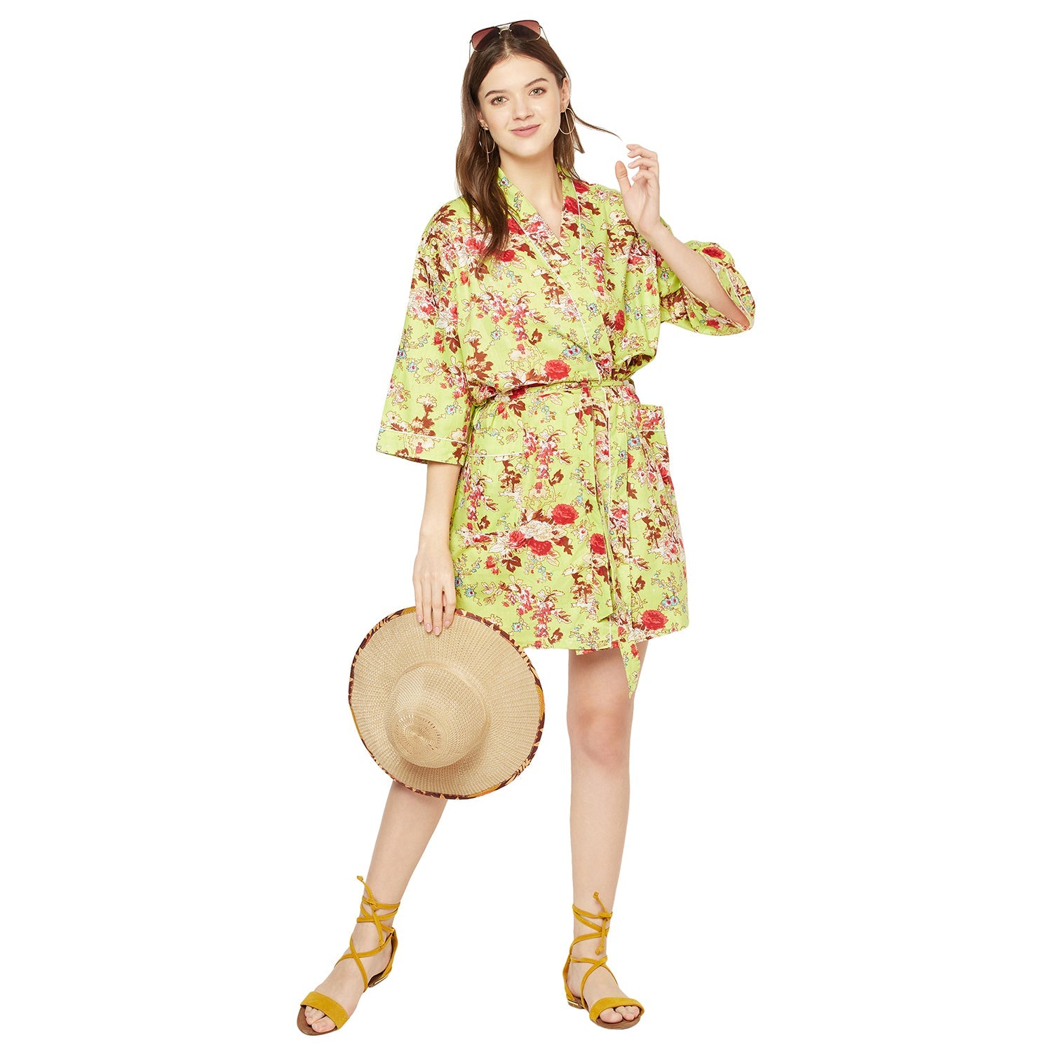 'Botanic Bouquet' 100% Cotton Kimono Robe