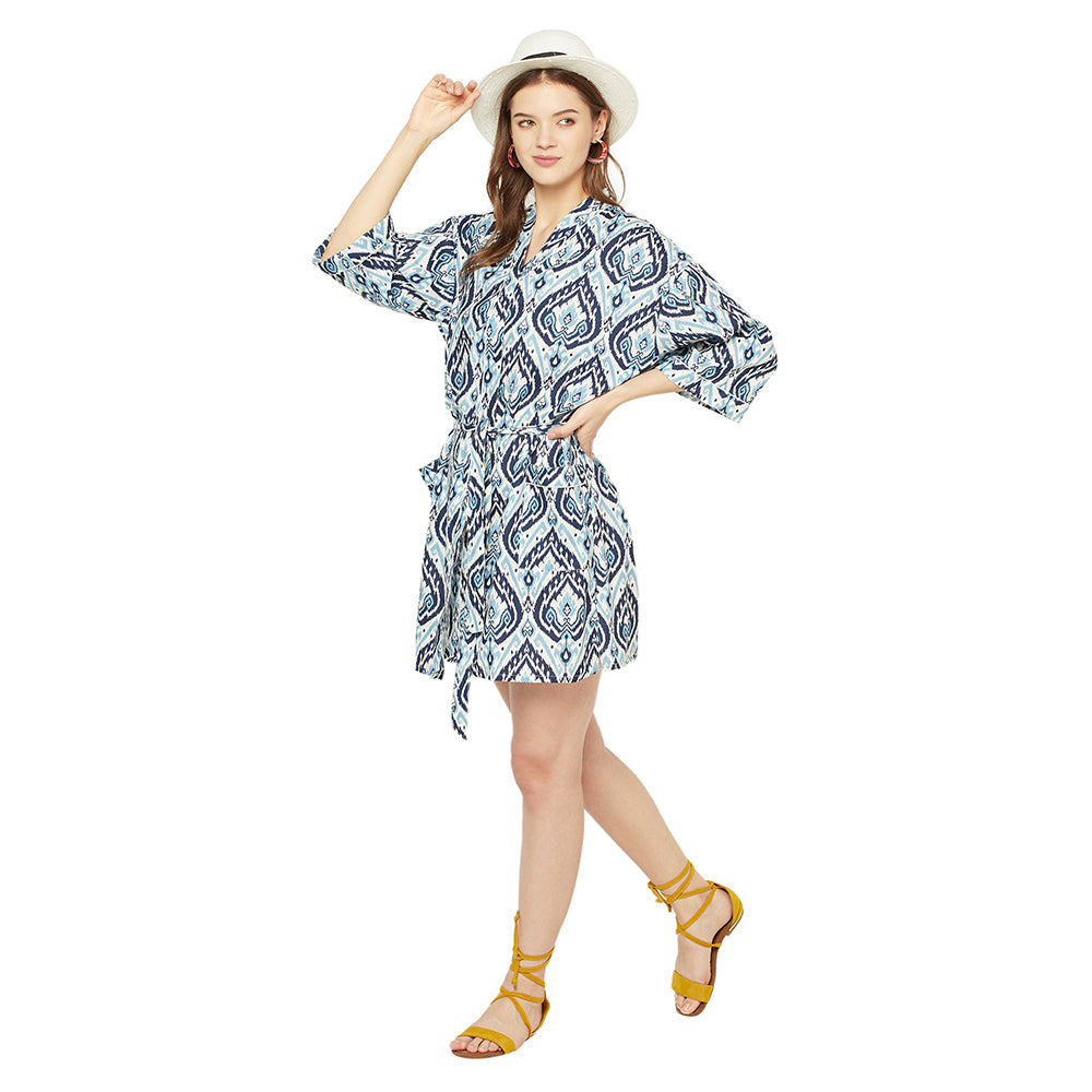'Ocean Breeze' 100% Cotton Kimono Robe