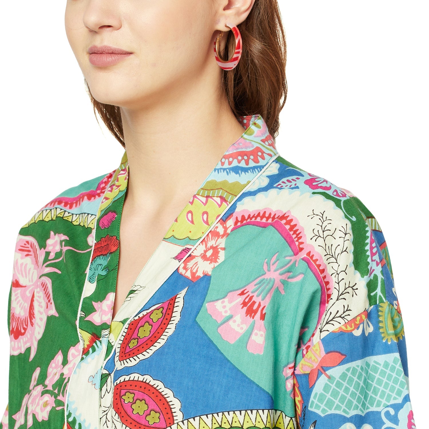 'Nature's Nirvana' 100% Cotton Kimono Robe
