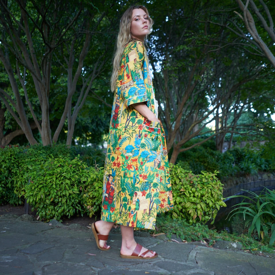 'Surrealist Soiree' 100% Cotton Kimono Robe