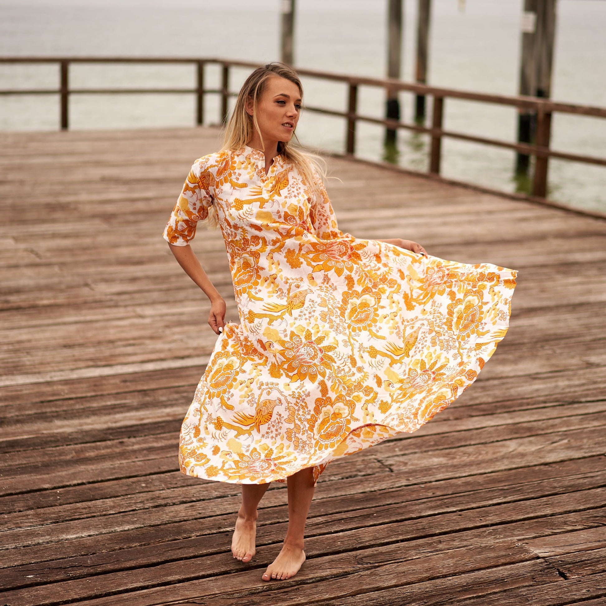 'Citrine Oasis' 100% Cotton Dress