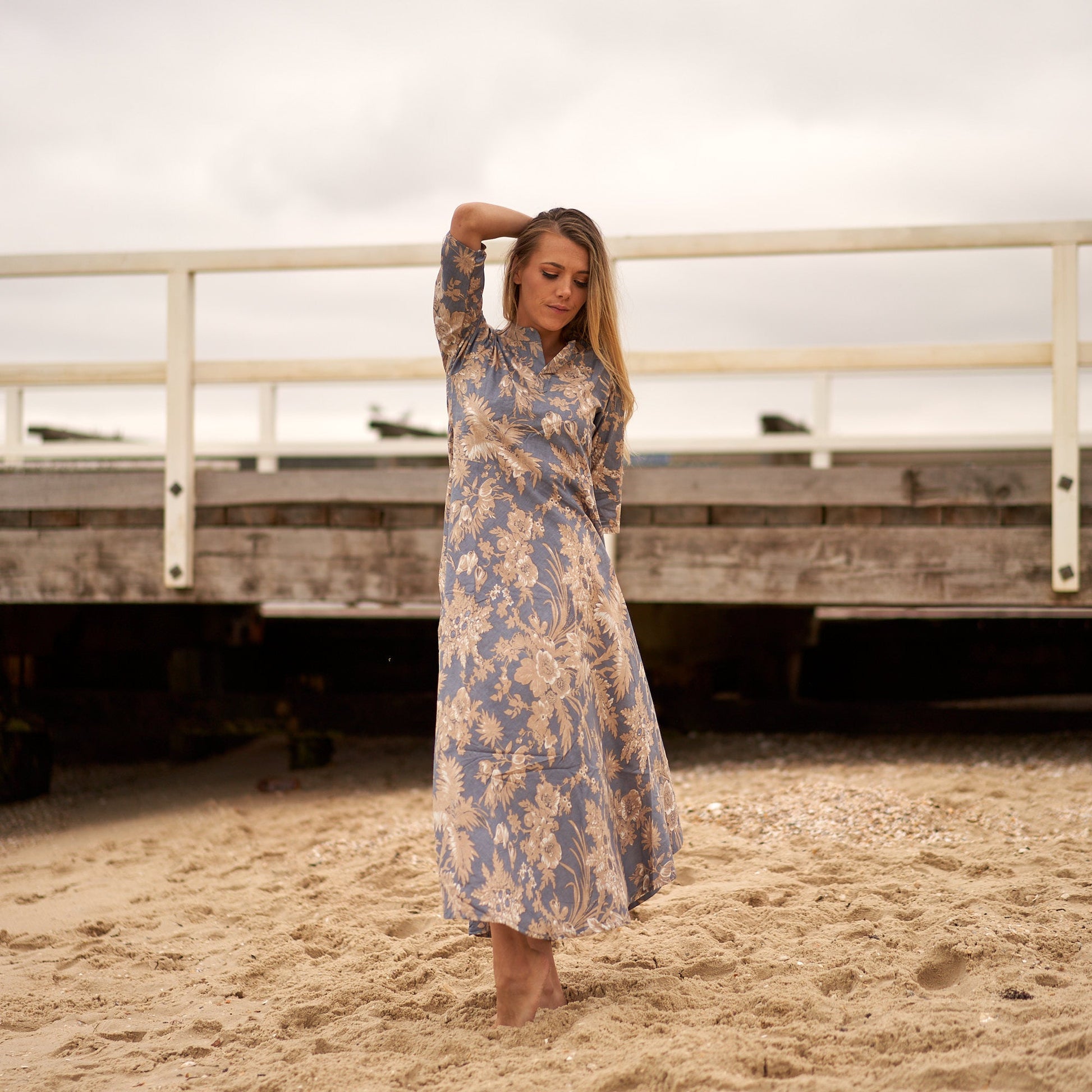'Periwinkle Blooms' 100% Cotton Dress