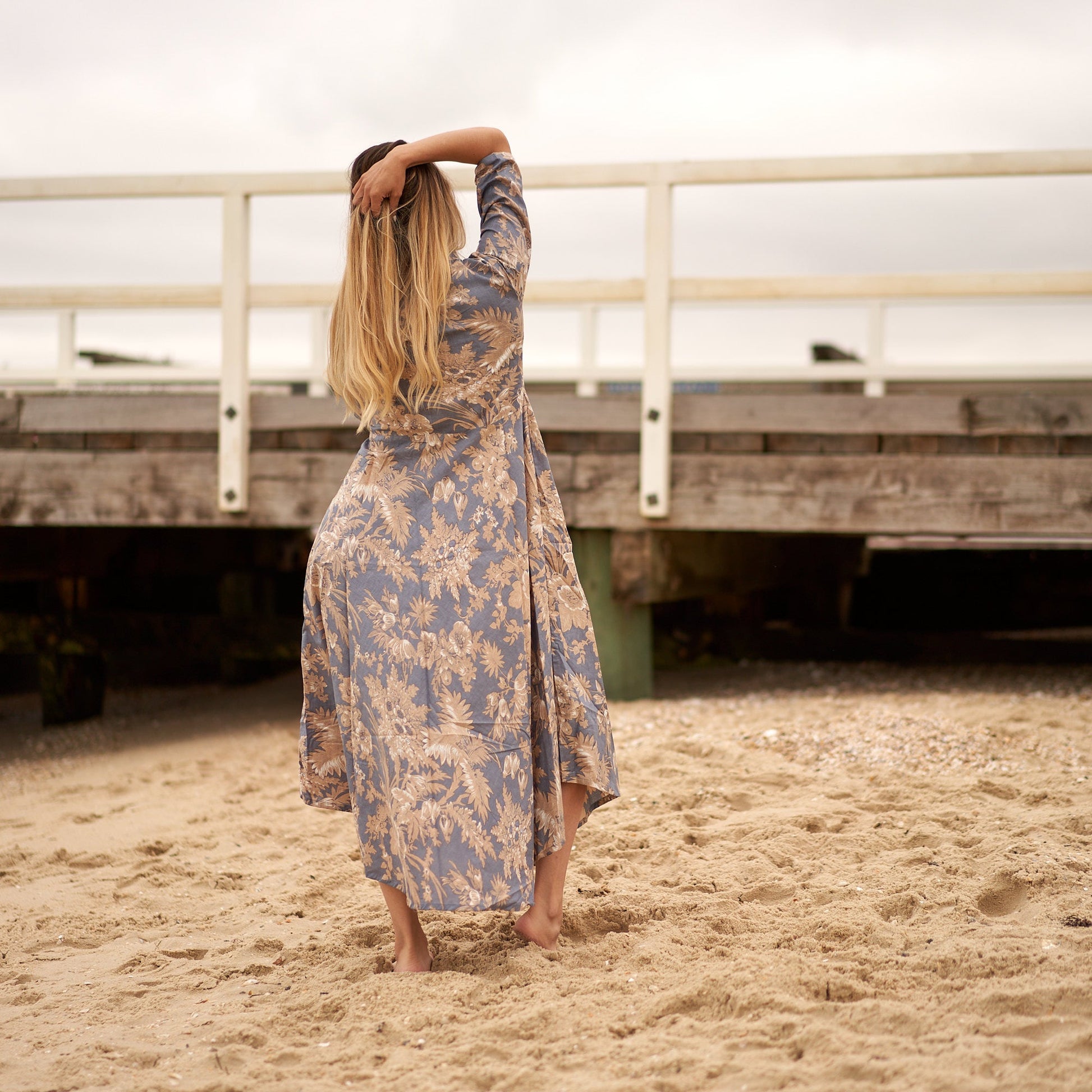 'Periwinkle Blooms' 100% Cotton Dress