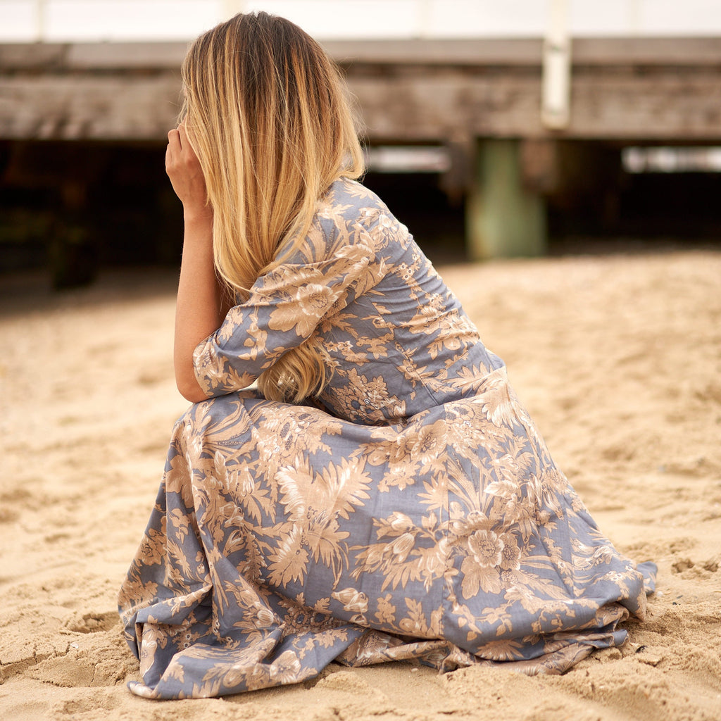 'Periwinkle Blooms' 100% Cotton Dress