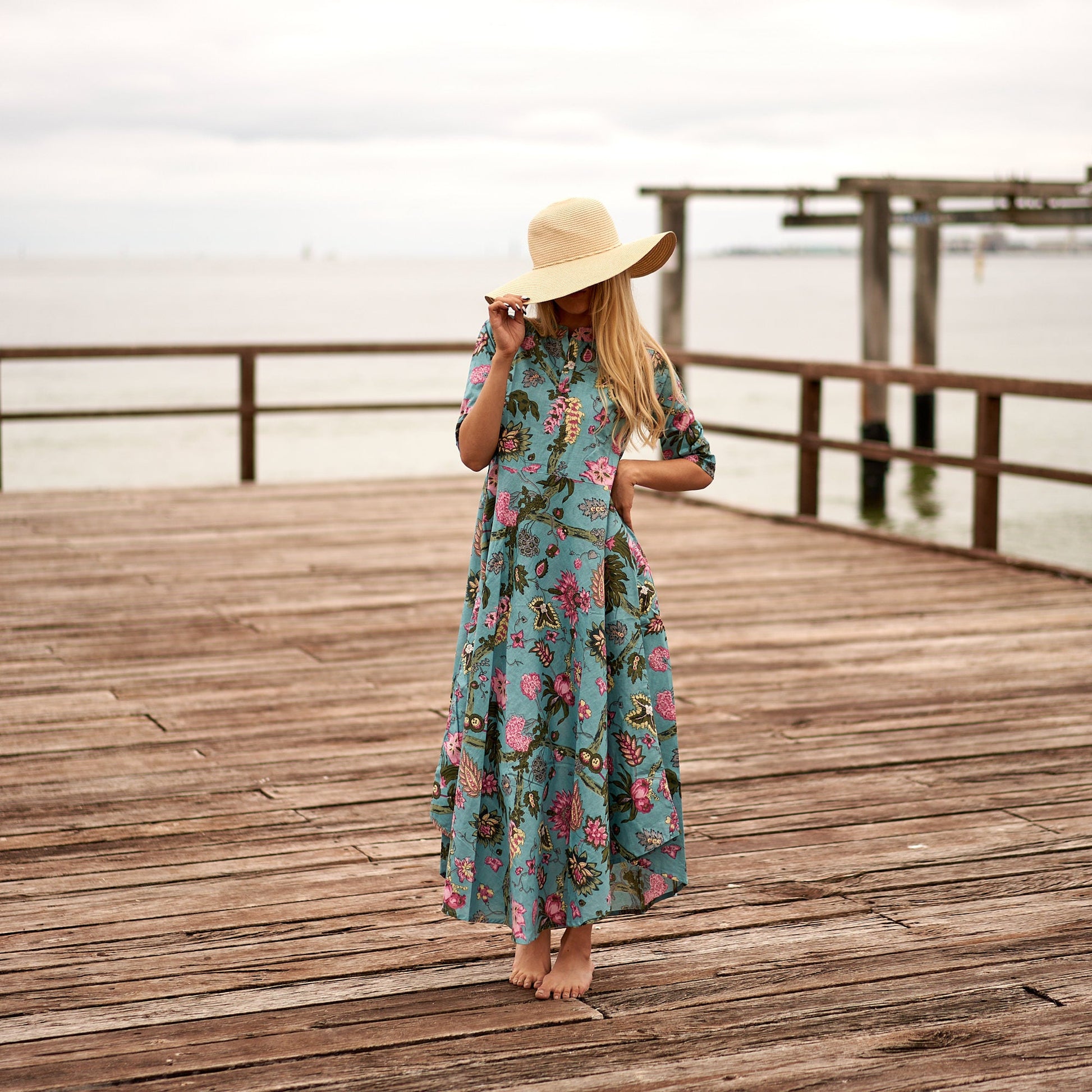 'Turqoise Oasis' 100% Cotton Dress