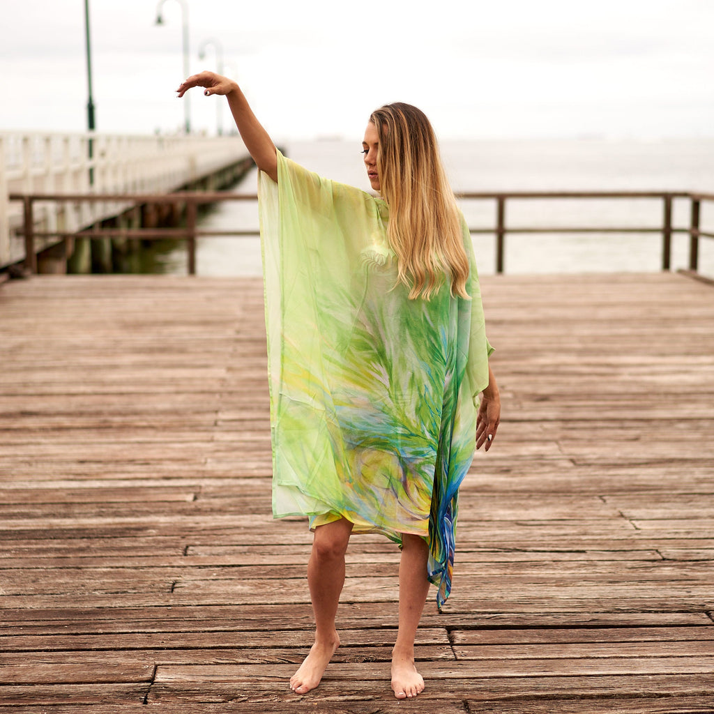 'Lush Oasis' Silk Kaftan