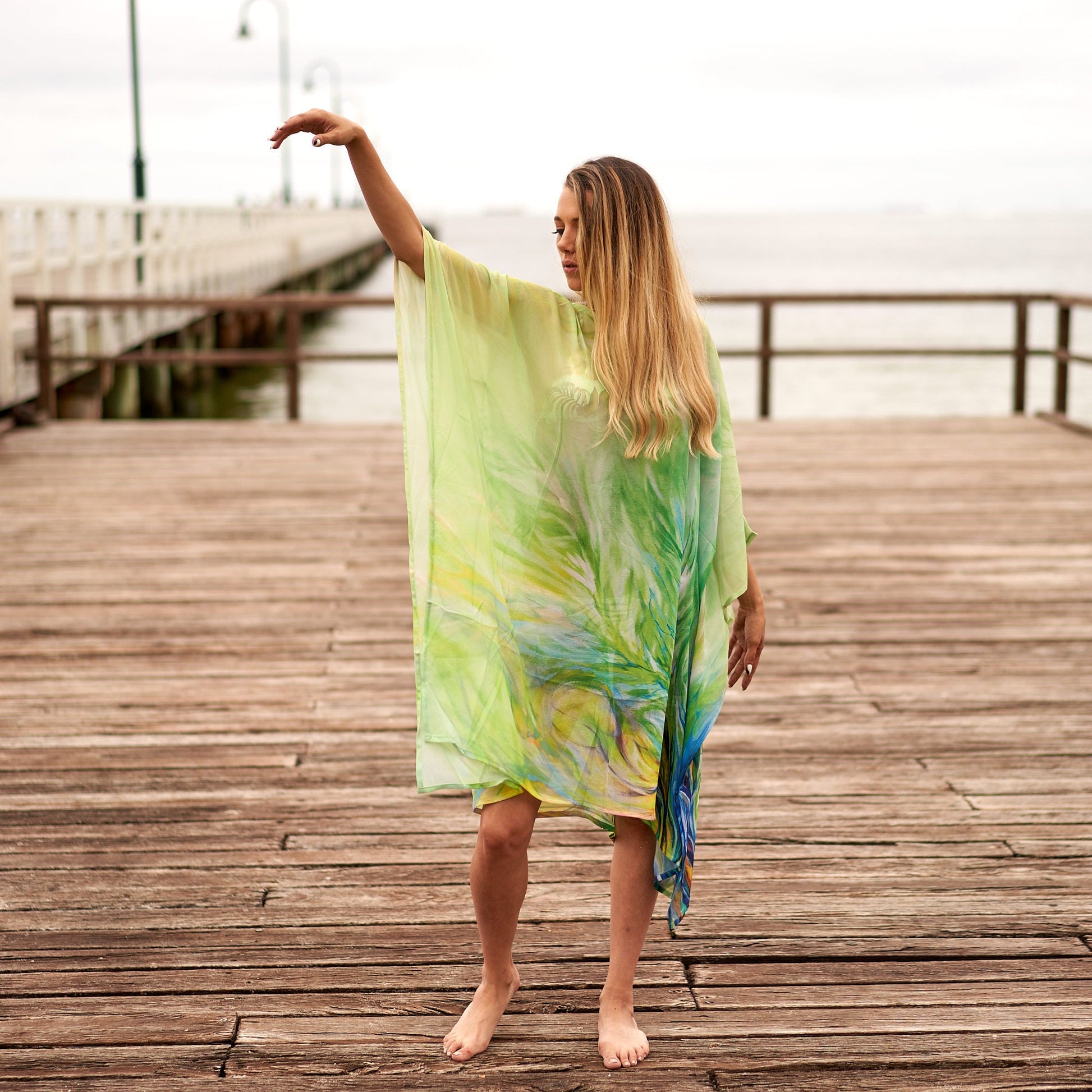 'Lush Oasis' Silk Kaftan