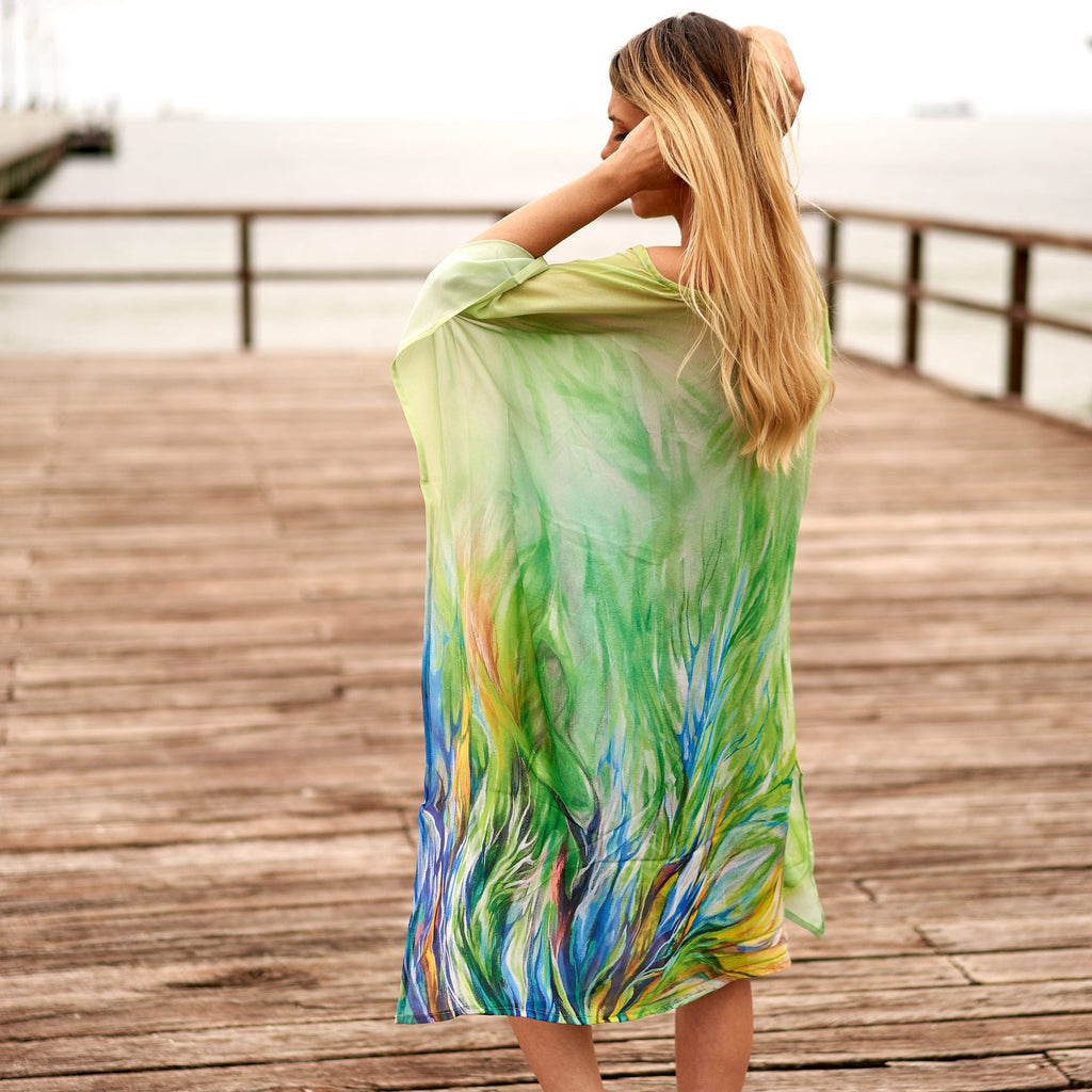 'Lush Oasis' Silk Kaftan