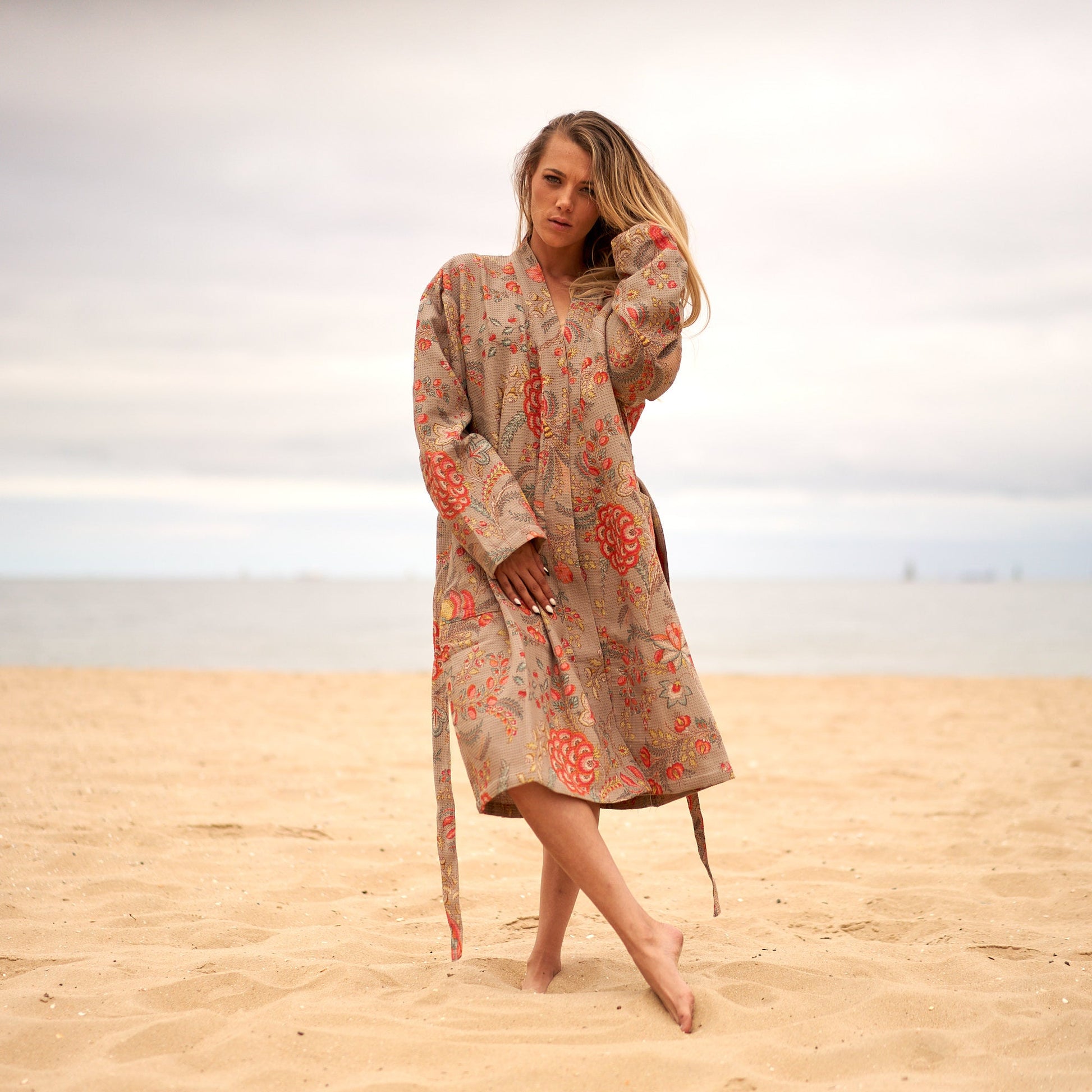 'Pastel Paradise' 100% Waffle Cotton Kimono Robe Robe