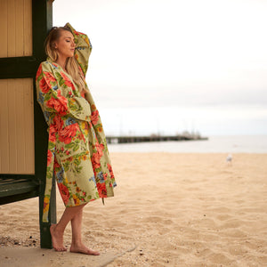 'A Symphony of Blossoms' 100% Waffle Cotton Kimono Robe Robe