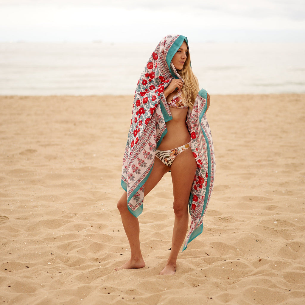 'Florals & Waves' 100% Cotton Sarong