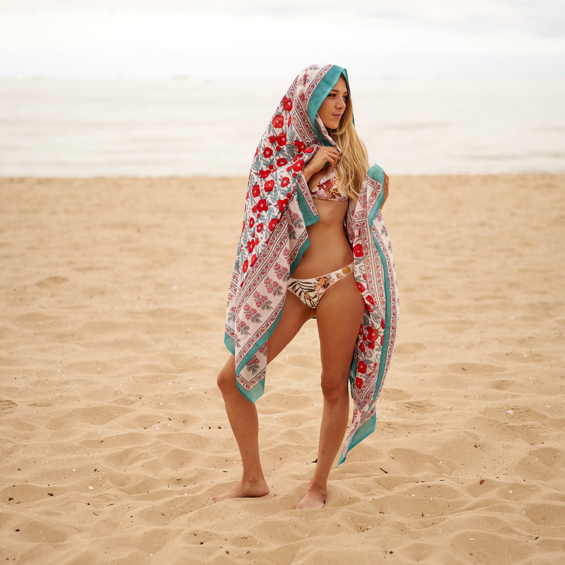 'Florals & Waves' 100% Cotton Sarong