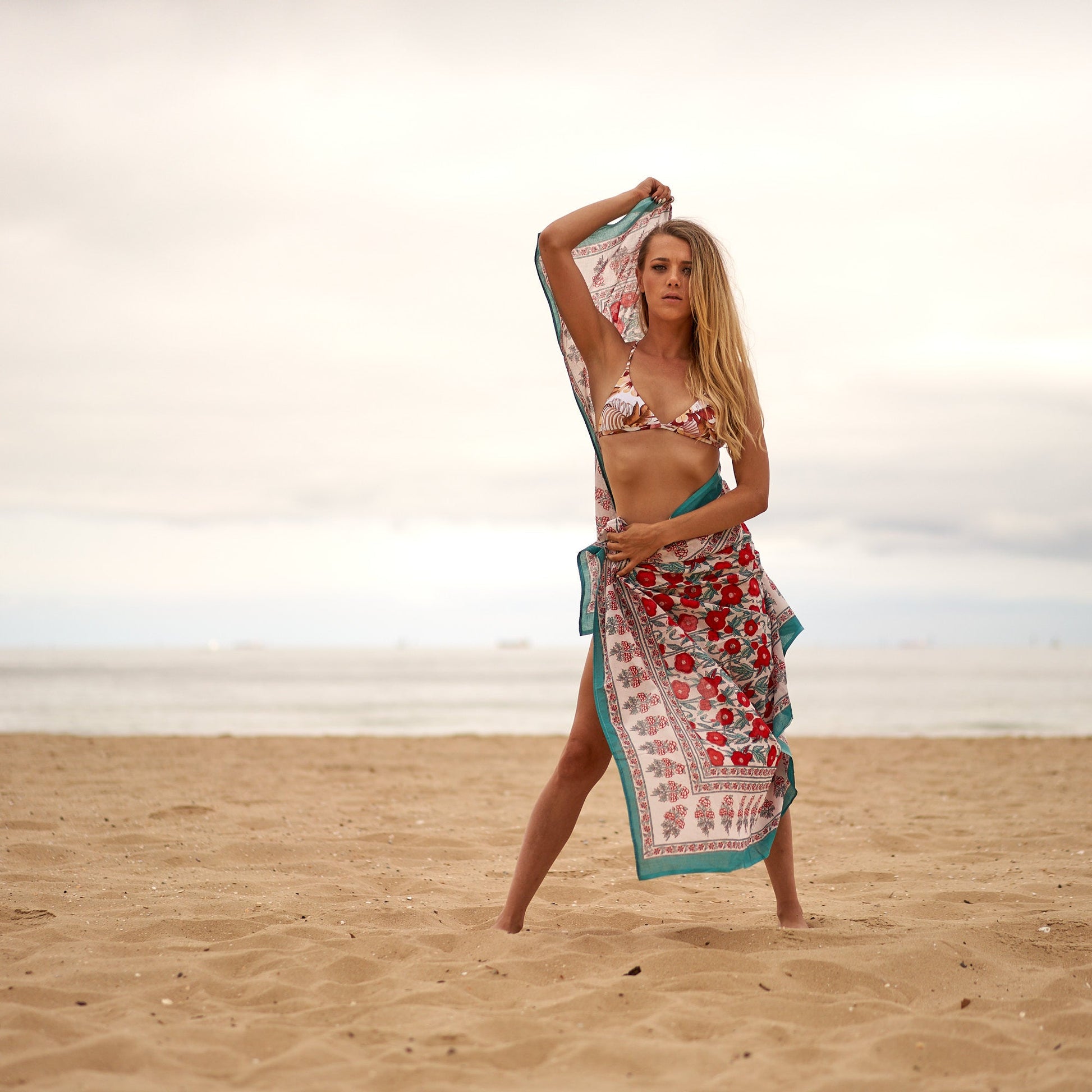 'Florals & Waves' 100% Cotton Sarong