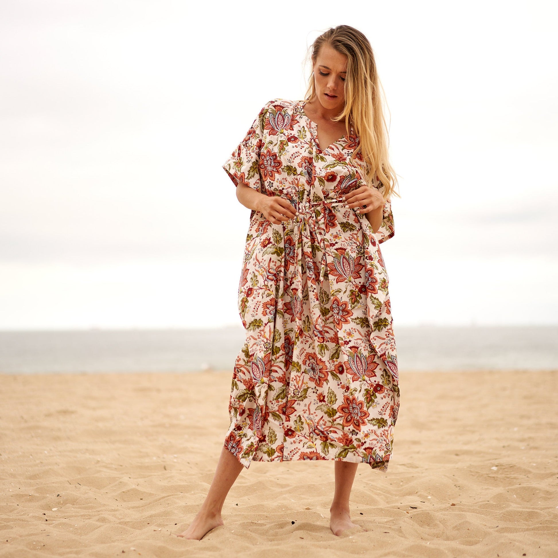 'Floral Fantasy' 100% Cotton Kaftan
