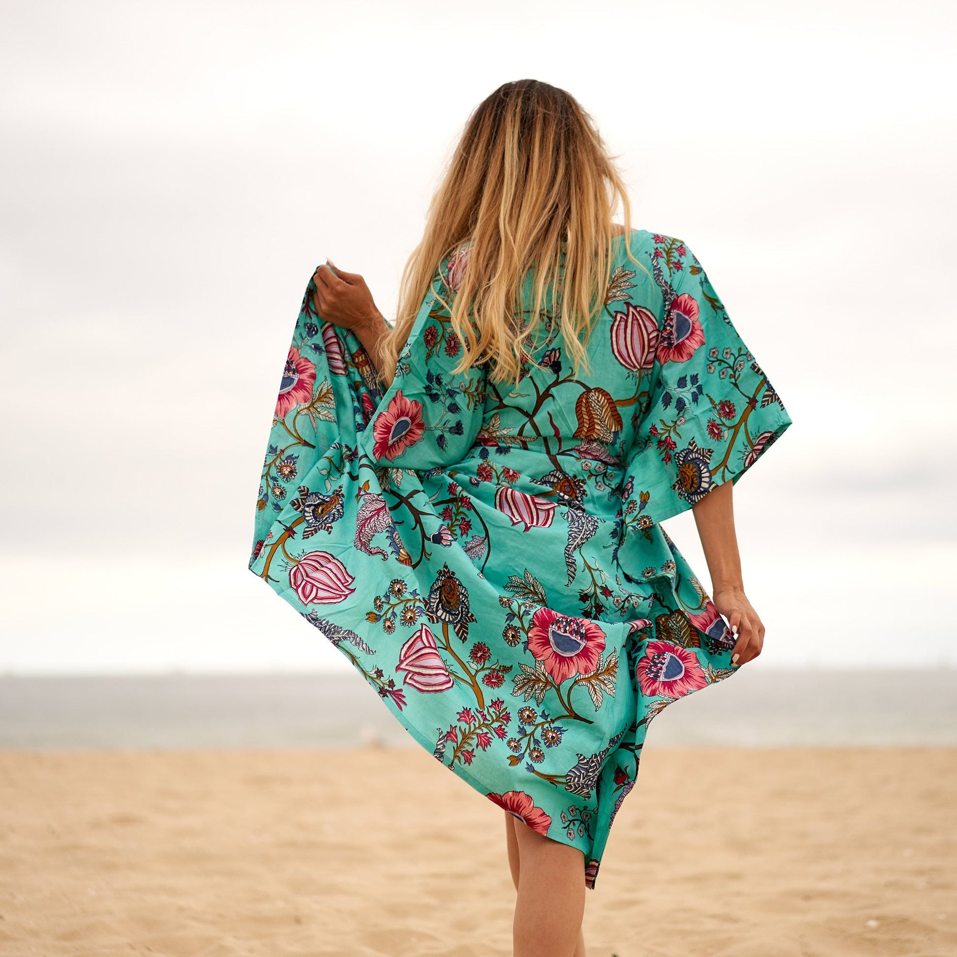 'Aqua Escape' 100% Cotton Kaftan