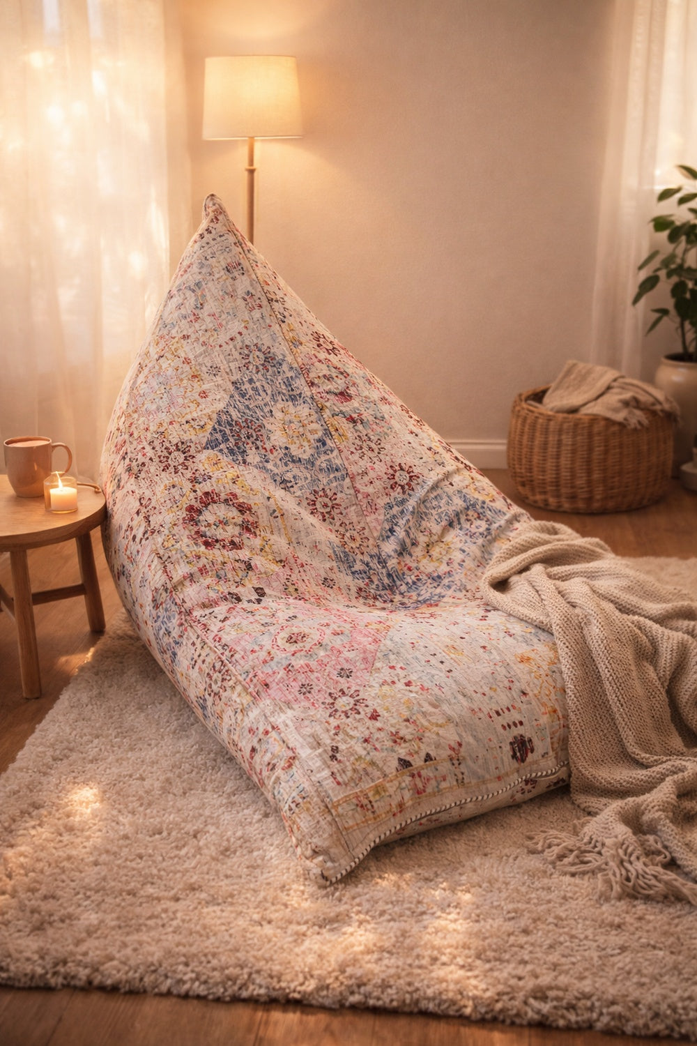 Bohemian Floor Cushion Chair - Stylish Bean Bag Lounger